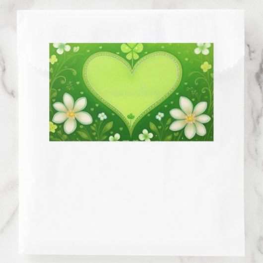 Grünes Herz Rechteckiger Aufkleber (Tasche)