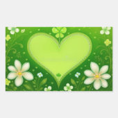 Grünes Herz Rechteckiger Aufkleber (Vorderseite)
