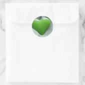 Grünes Herz Runder Aufkleber (Tasche)