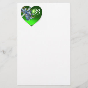 GRÜNES HERZ & VERGISSMEINNICHT-MONOGRAMM BRIEFPAPIER