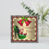 Grünes High Heel Schuhe Leopard Weihnachtsfest Par Einladung (Stehend Vorderseite)