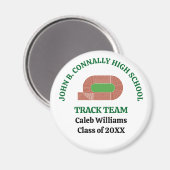 Grünes High School Track Team Custom Runner Magnet (Vorderseite/Rückseite)