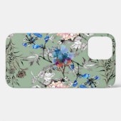 Grünes Hintergrund Blumenmuster. Case-Mate iPhone Hülle (Rückseite (Horizontal))