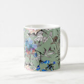 Grünes Hintergrund Blumenmuster. Kaffeetasse (VorderseiteRechts)