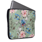 Grünes Hintergrund Blumenmuster. Laptopschutzhülle (Vorne Rechts)