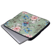 Grünes Hintergrund Blumenmuster. Laptopschutzhülle (Vorne Knopf)