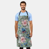 Grünes Hintergrund Blumenmuster. Schürze (Getragen)