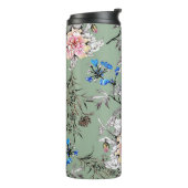 Grünes Hintergrund Blumenmuster. Thermosbecher (Nach links gedreht)