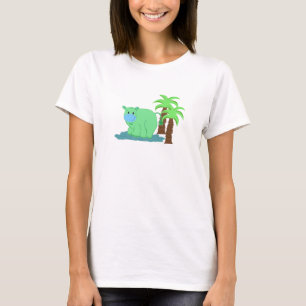 Grünes Hippo im Wasser T-Shirt