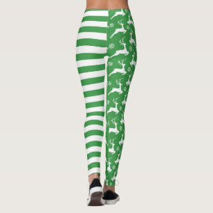 Grünes Hirsch und Streifen Weihnachten Leggings