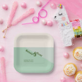 Grünes Hochzeitsbuch für Minimalistische Münze Nap Pappteller (Party)