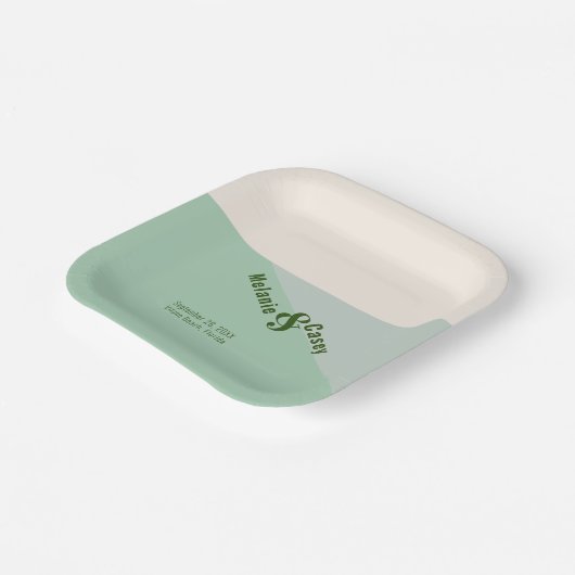 Grünes Hochzeitsbuch für Minimalistische Münze Nap Pappteller (Gewinkelt)