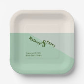 Grünes Hochzeitsbuch für Minimalistische Münze Nap Pappteller (Vorderseite)