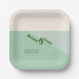 Grünes Hochzeitsbuch für Minimalistische Münze Nap Pappteller