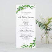 Grünes Hochzeitsprogramm. Gartenhochzeit. Grünpfla Programm (Stehend Vorderseite)