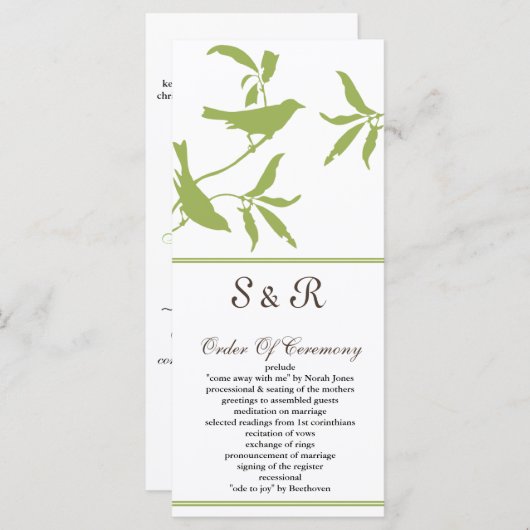 grünes Hochzeitsprogramm Programm (Vorne/Hinten)