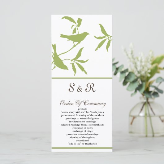 grünes Hochzeitsprogramm Programm (Stehend Vorderseite)