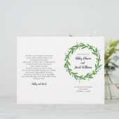 Grünes Hochzeitsprogramm. Sommerfeier (Stehend Vorderseite)