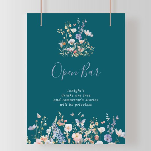 Grünes Hochzeitssymbol für Multicolor-Wildblume Poster