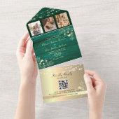 Grünes Holz Rustikale String Lights Hochzeitsstift All In One Einladung (Abreißen)