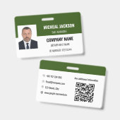 Grünes horizontales Corporate ID-Abzeichen Ausweis (Vorder- & Rückseite)