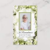 Grünes Hydrangea Beerdigungsgebet Visitenkarte (Vorderseite)