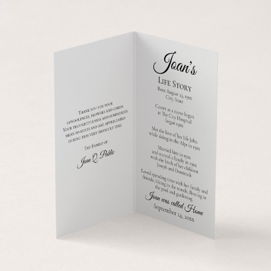 Grünes Hydrangea florales Beerdigungsgebet Visitenkarten (Innenseite)