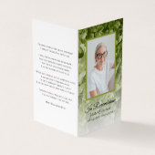 Grünes Hydrangea florales Beerdigungsgebet Visitenkarten (Vorderseite)