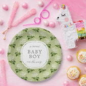 Grünes Hydrangea Muster Sweet Baby Gender Neutral Pappteller (Party)