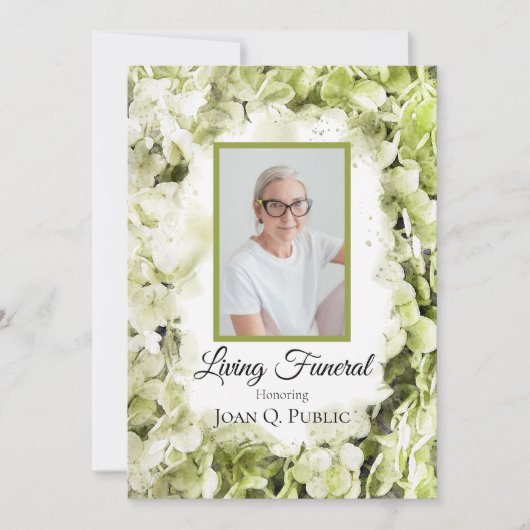 Grünes Hydrangeas Wasserfarbe Lebendes Party Beerd Einladung (Vorderseite)