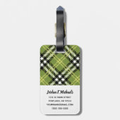 Grünes irisches kariertes Muster Gepäckanhänger (Rückseite vertikal)