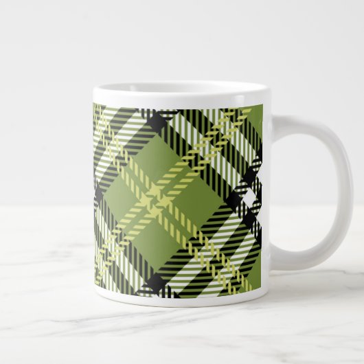 Grünes irisches kariertes Muster Jumbo-Tasse (Rechts)