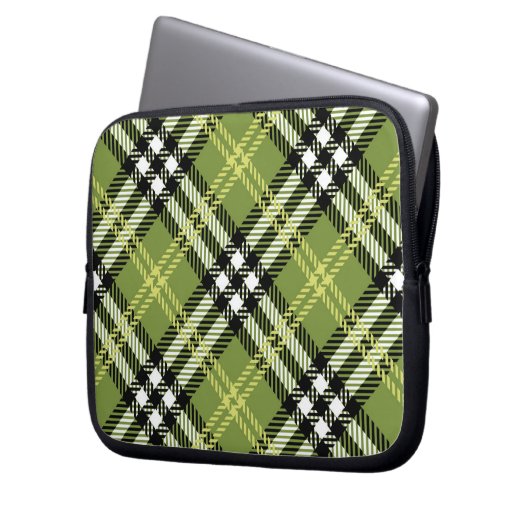 Grünes irisches kariertes Muster Laptopschutzhülle (Vorderseite Links)