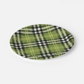 Grünes irisches kariertes Muster Pappteller (Schrägansicht)