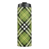 Grünes irisches kariertes Muster Thermosbecher (Vorderseite)