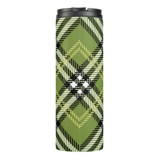 Grünes irisches kariertes Muster Thermosbecher (Rückseite)