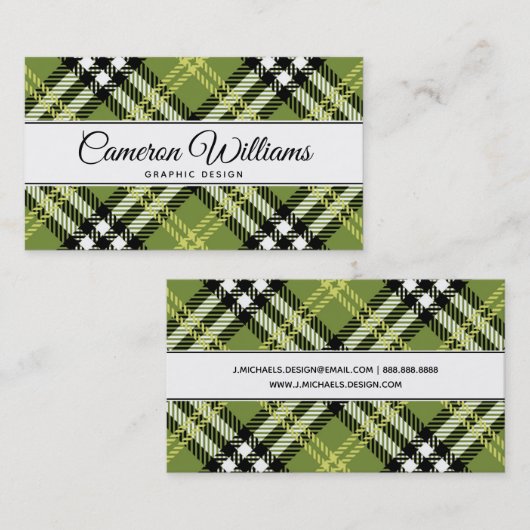 Grünes irisches kariertes Muster Visitenkarte (Vorne/Hinten)