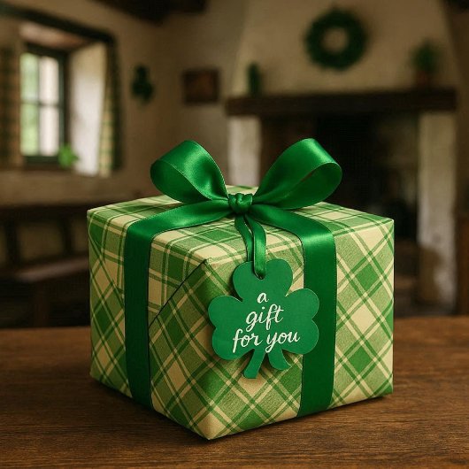 Grünes irisches Karopapier Geschenkpapier