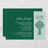 Grünes Irisches Kreuz Erste Heilige Kommune Einladung (Vorne/Hinten)