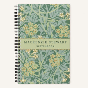Grünes Jasmin-Blumenmuster-Skizzenbuch Notizblock
