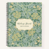Grünes Jasmin-Blumenmuster-Skizzenbuch Notizblock (Vorderseite)