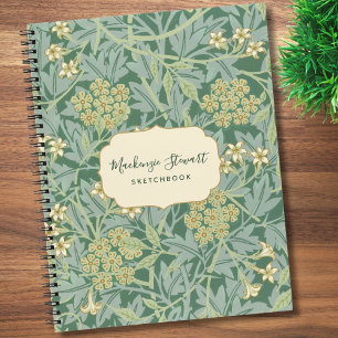 Grünes Jasmin-Blumenmuster-Skizzenbuch Notizblock