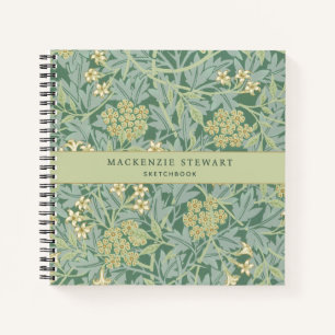 Grünes Jasmin-Blumenmuster-Skizzenbuch Notizblock