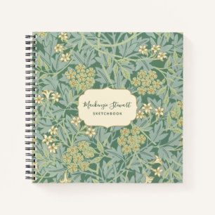 Grünes Jasmin-Blumenmuster-Skizzenbuch Notizblock