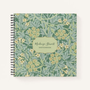 Grünes Jasmin-Blumenmuster-Skizzenbuch Notizblock