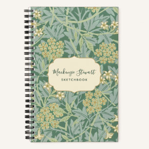 Grünes Jasmin-Blumenmuster-Skizzenbuch Notizblock