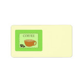 Grünes Kaffeezeichen mit Bohnen Adressaufkleber (Vorne)
