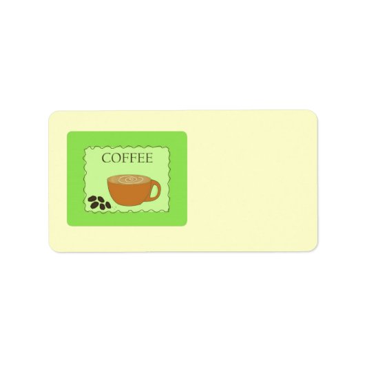 Grünes Kaffeezeichen mit Bohnen Adressaufkleber (Vorne)