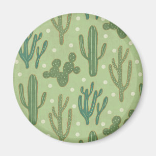Grünes Kaktus-Muster SüdwestGeo-Schritt-  Magnet