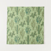Grünes Kaktus-Muster SüdwestGeo-Schritt-| Wandteppich (Vorderseite (Horizontal))